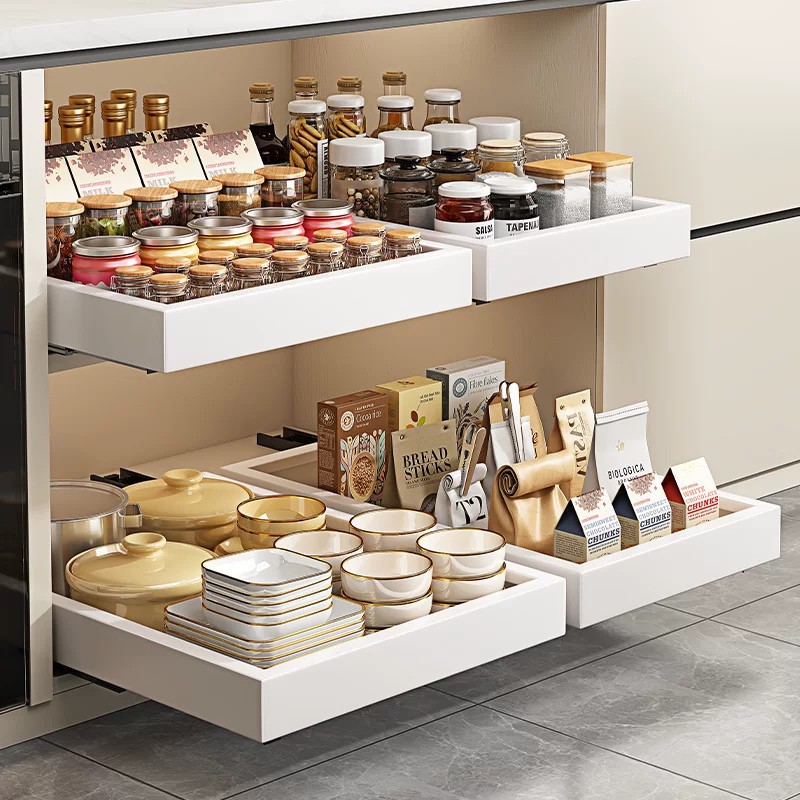 Drawer Slide Pair - 1-2Pcs Rak Penyimpanan Dapur dengan Rel