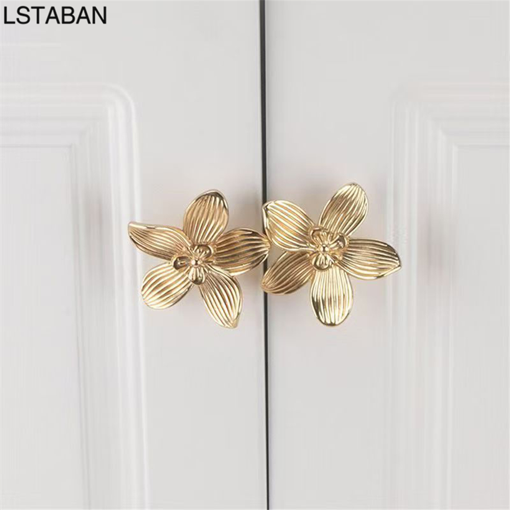 Furniture Hardware Black - Gagang Pintu Kabinet Dapur Bentuk Bunga