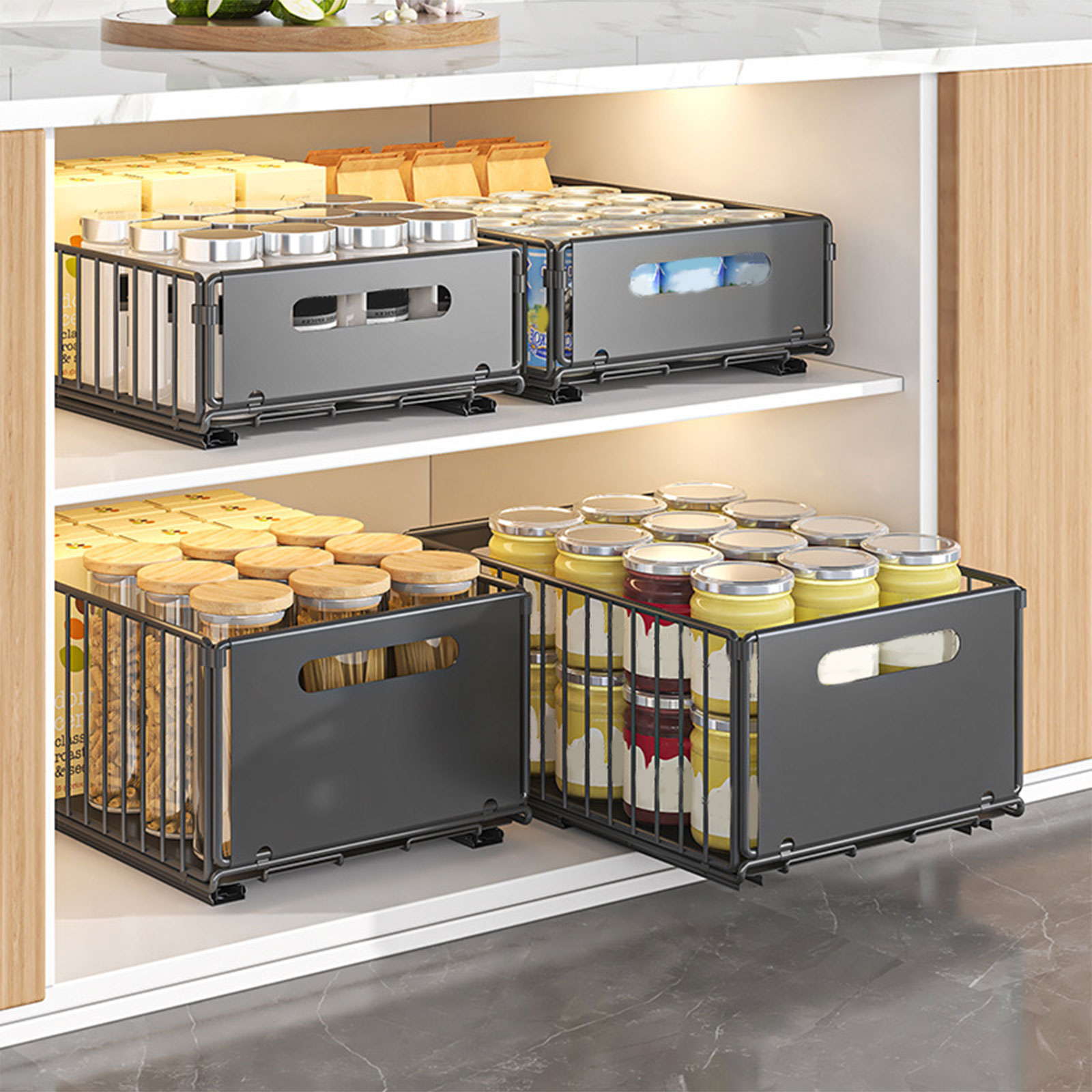 Drawer Slide Pair - Rak Penyimpanan Dapur dengan Rel Geser