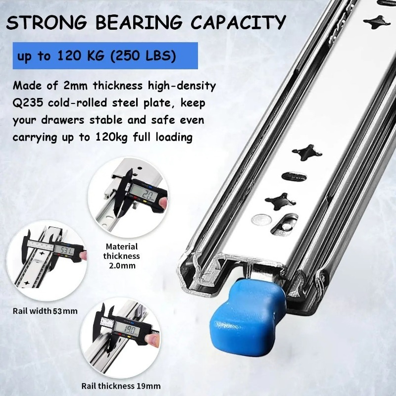 Drawer Slide Pair - 1 Pasang Rel Laci Tahan Banting