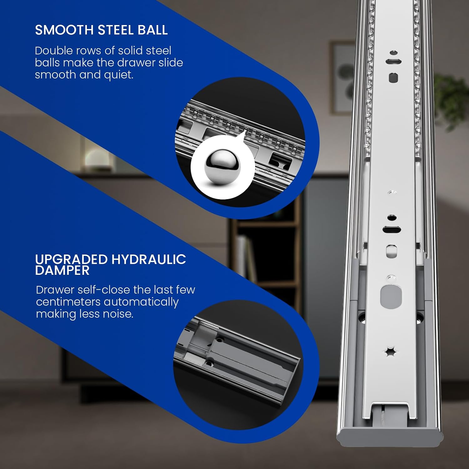 Rel Laci Soft Close 22 Inci de - Drawer Slide Pair ulasan dan harga