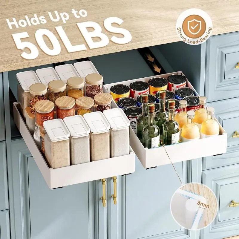 1-2 buah Rak Penyimpanan Dapur - Drawer Slide Pair ulasan dan harga